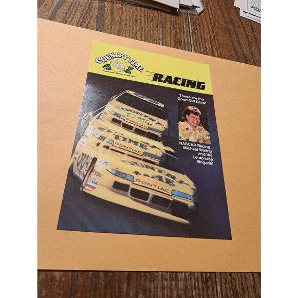 Vintage 1989 Michael Waltrip Country Time Racing Driver Card NASCAR Pontiac - Picture 1 of 2